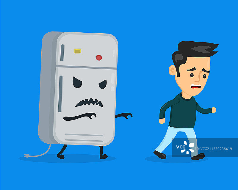 愤怒的冰箱追赶图片素材