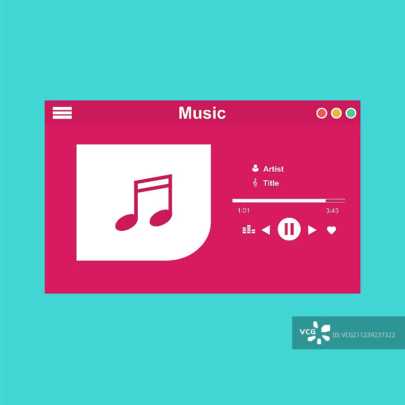媒体播放器应用程序与扁平的应用程序模板图片素材