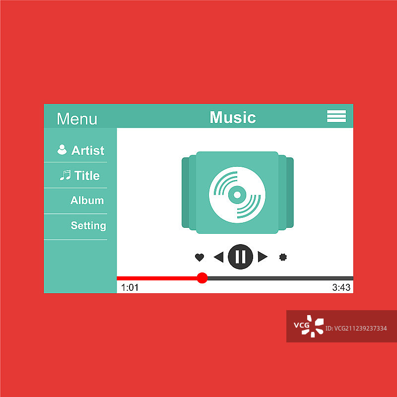 媒体播放器应用程序与扁平的应用程序模板图片素材