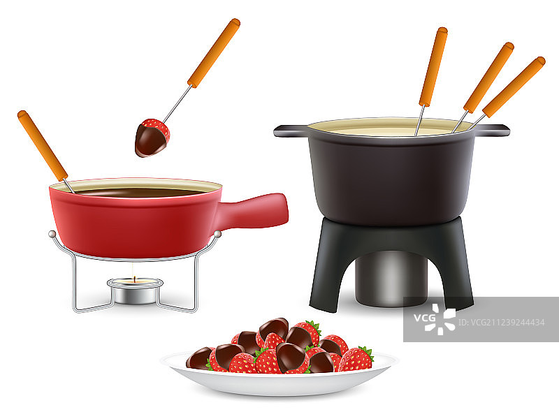 逼真火锅图标集图片素材