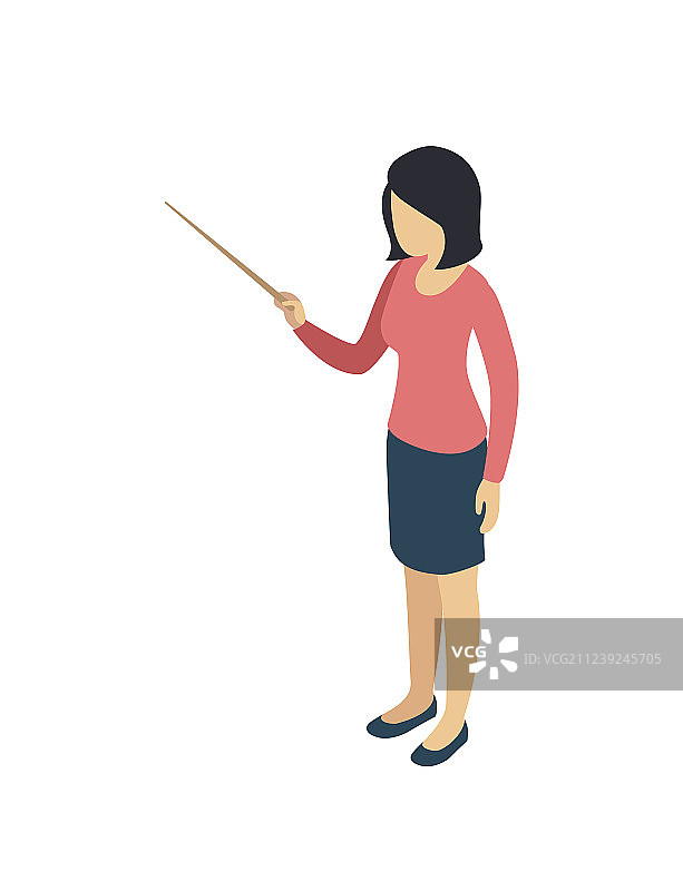 带指针的老师2.5D等距图标图片素材