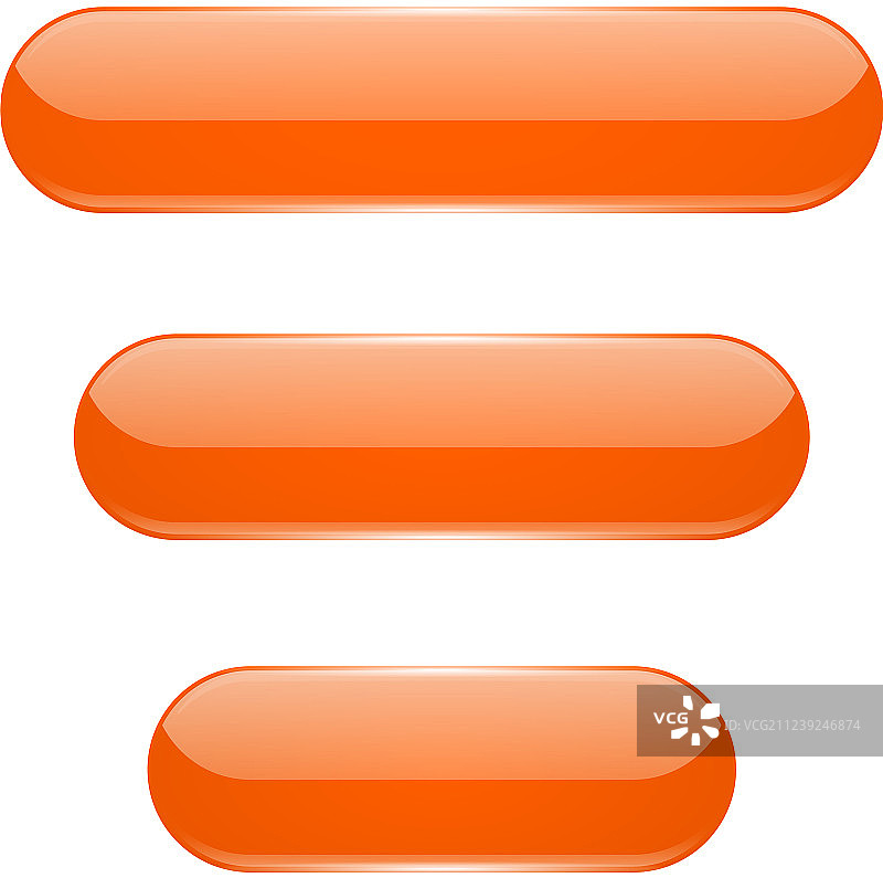 橙色椭圆形按钮3D玻璃菜单图标图片素材