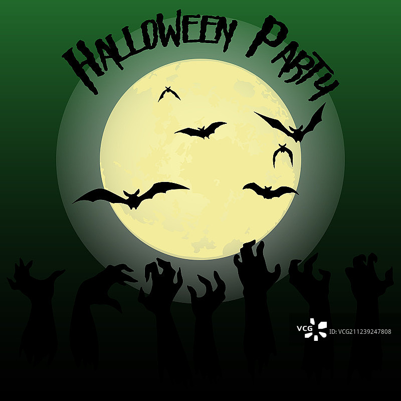 万圣节派对：僵尸蝙蝠的手图片素材