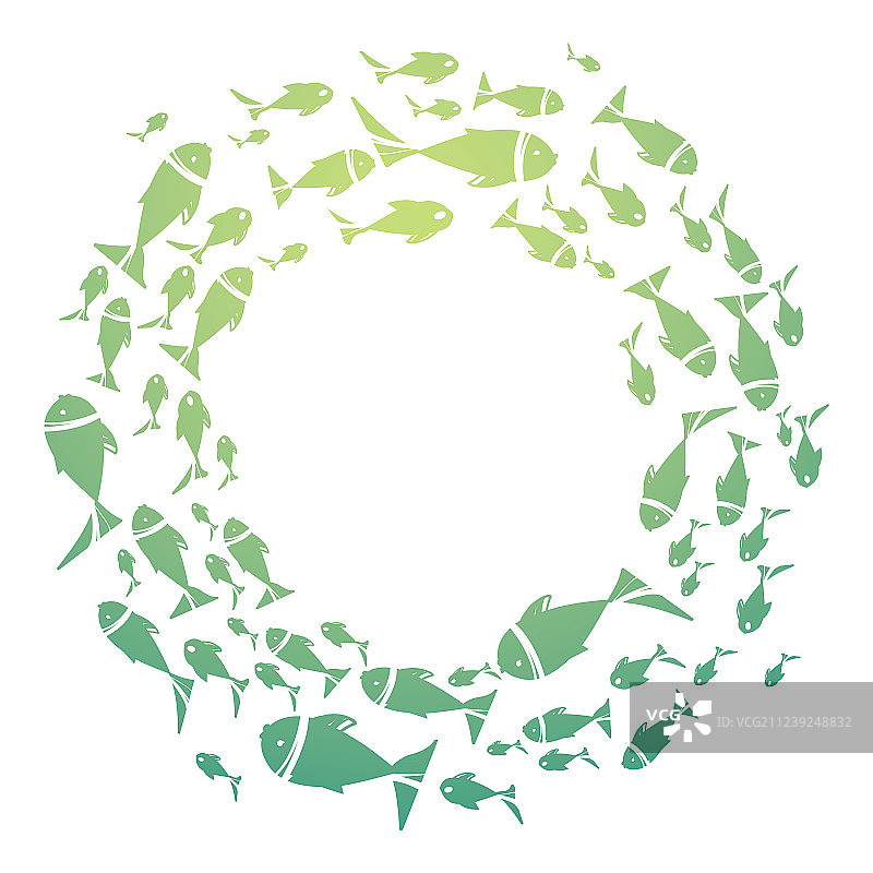 彩色鱼群剪影图片素材