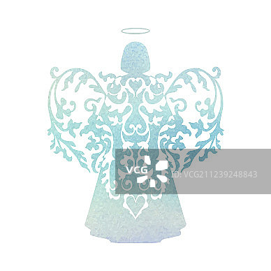 带花卉翅膀和光环的水彩天使图片素材