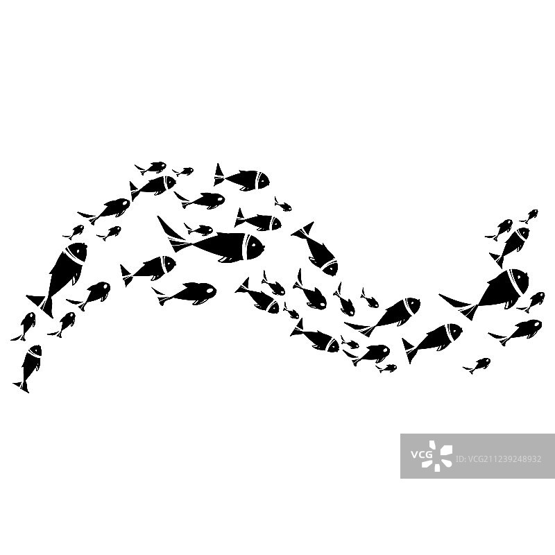 鱼群剪影图片素材