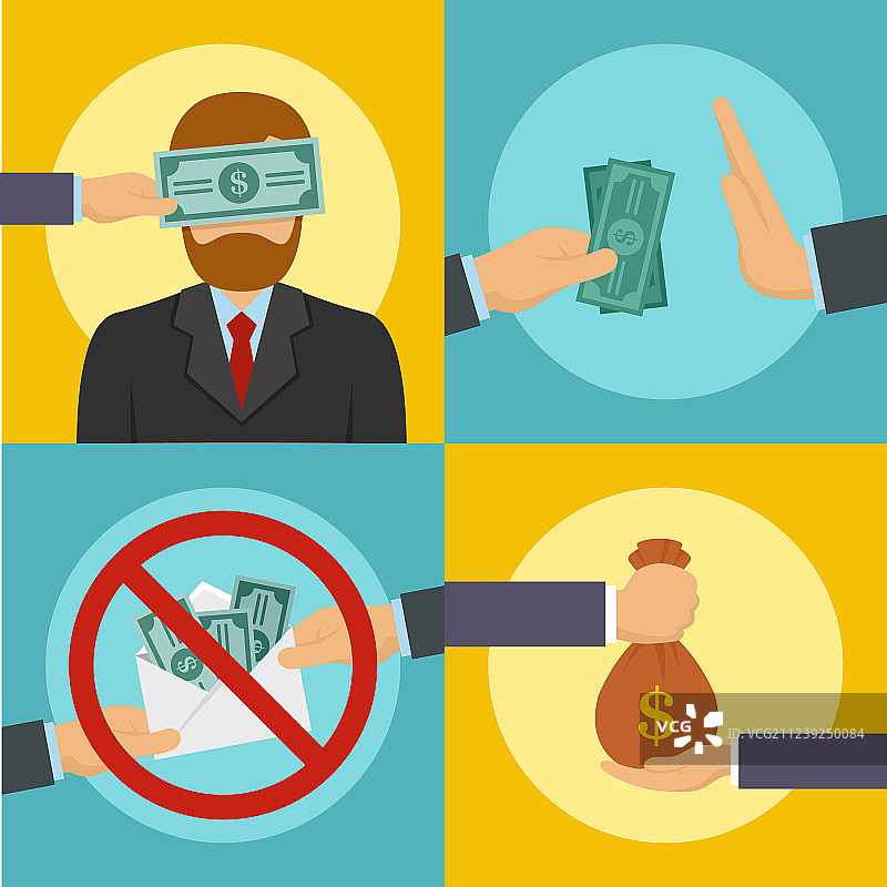 腐败滥用banner横幅组合扁平风格图片素材