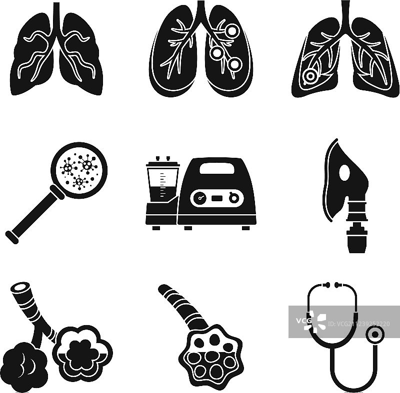 肺炎日图标集简约风格图片素材