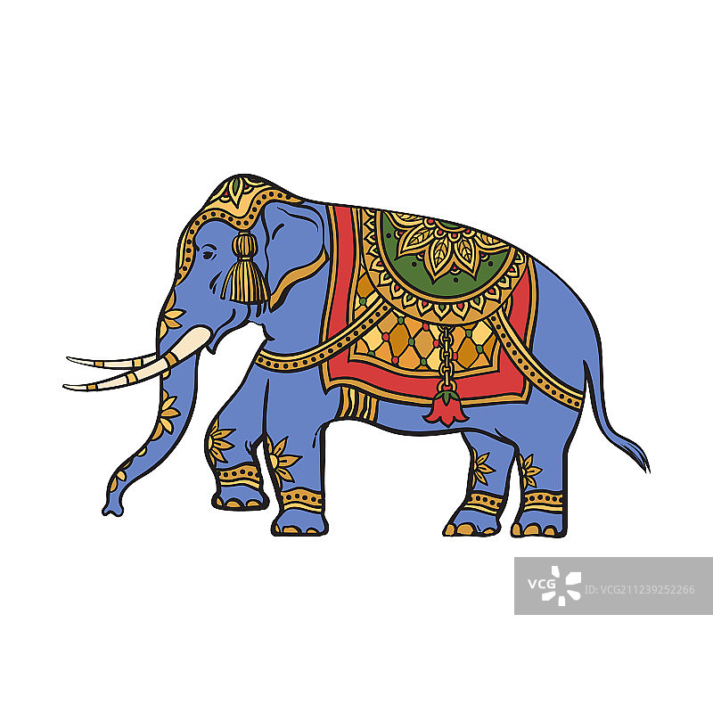 印度金色装饰大象素描图片素材