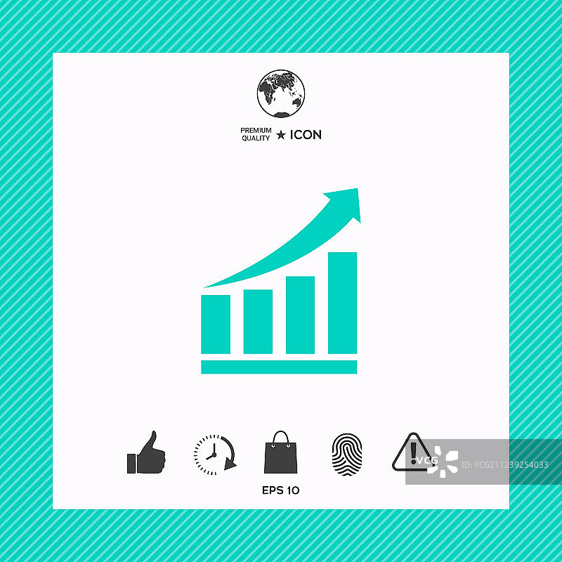 带上升箭头的增长条形图图标图片素材