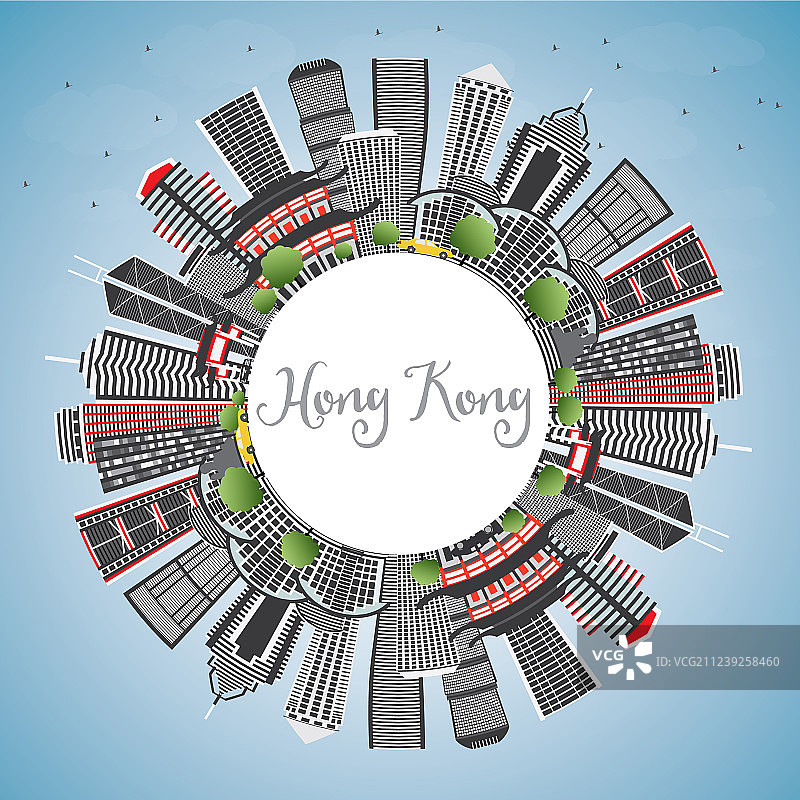 中国香港天际线灰色建筑图片素材