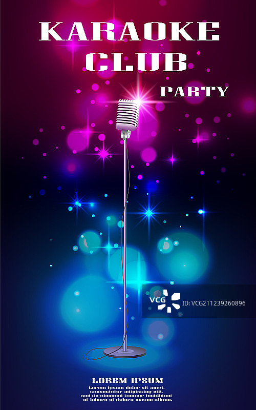 复古麦克风霓虹灯宣传单图片素材
