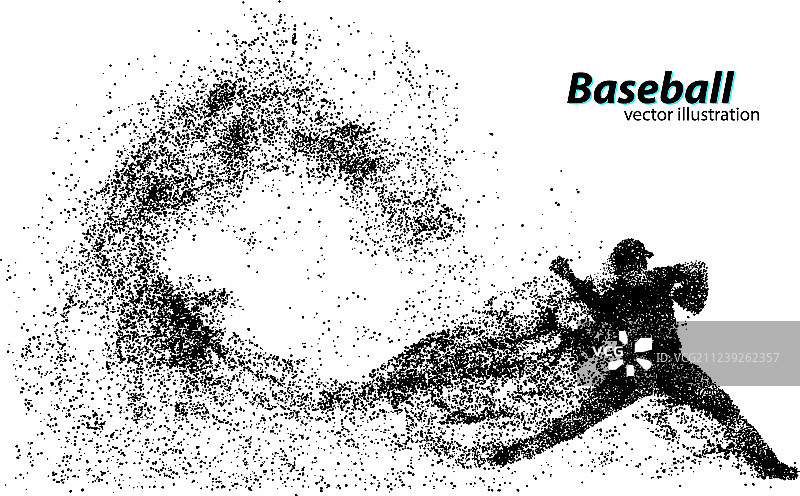 棒球运动员粒子剪影图片素材