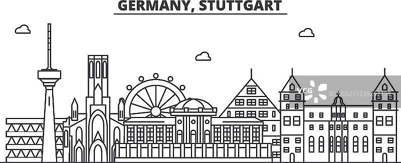 德国斯图加特建筑天际线图片素材