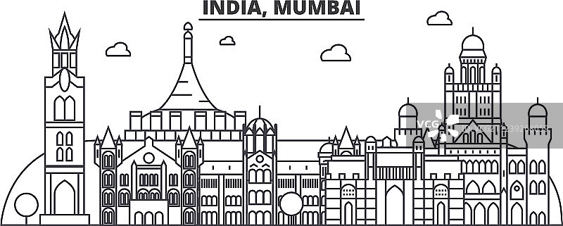 印度孟买建筑线条天际线图片素材