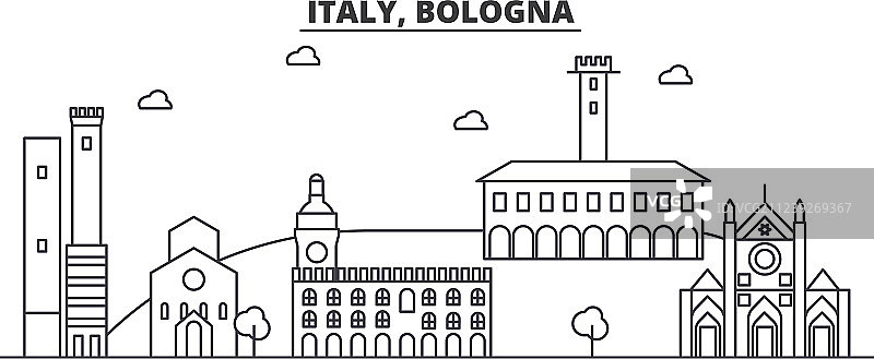 意大利博洛尼亚建筑线条天际线图片素材
