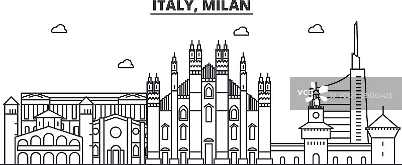 意大利米兰建筑天际线图片素材