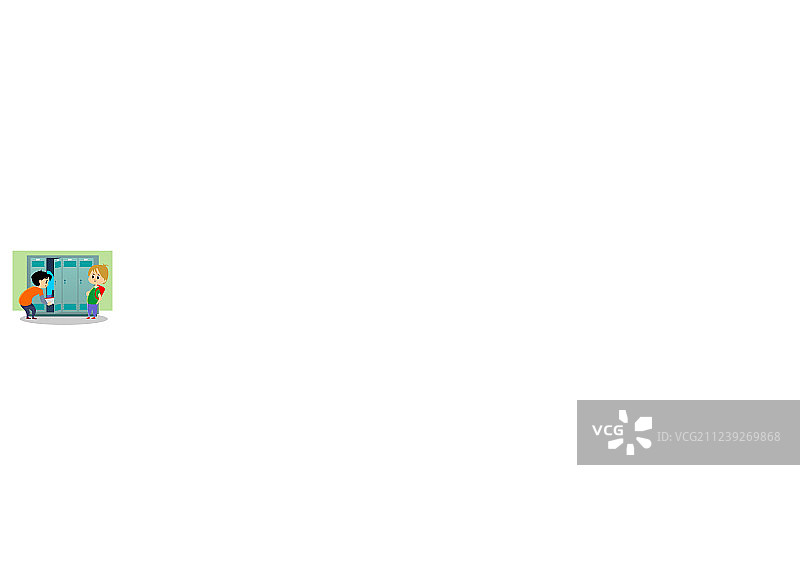 儿童在更衣室储物柜旁图片素材