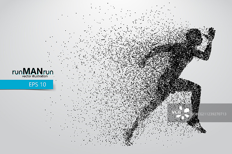 粒子构成的奔跑者轮廓图片素材