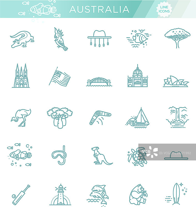 澳大利亚文化动物图形合集图片素材