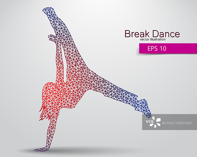 三角形构成的霹雳舞者剪影图片素材