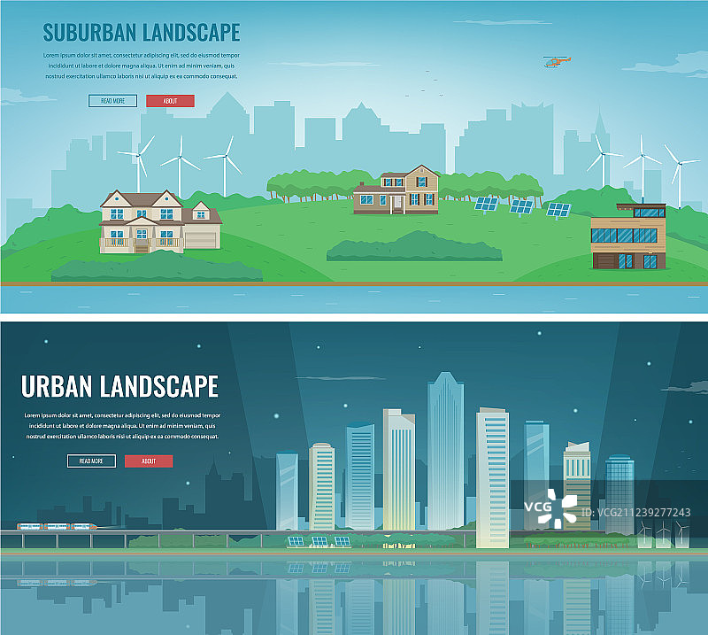 城市景观与郊区建筑图片素材