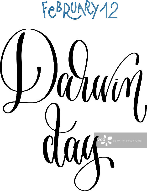 2月12日 - 达尔文纪念日手写字图片素材