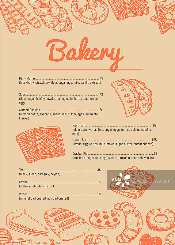手绘烘焙店价格目录图片素材