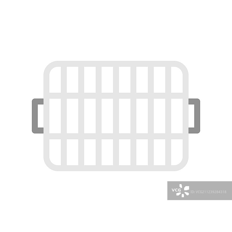 烧烤架图标，烹饪设备扁平设计图片素材