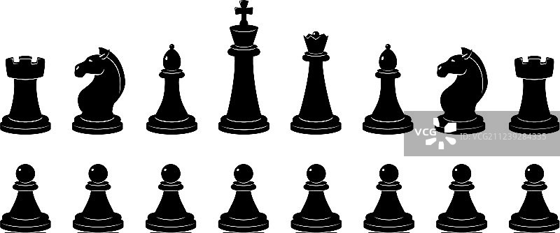 单色国际象棋的轮廓图片素材