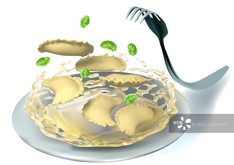 饺子和叉子图片素材