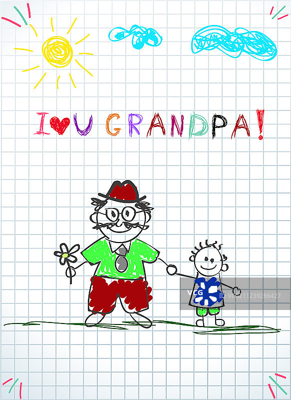 祖孙牵手图片素材