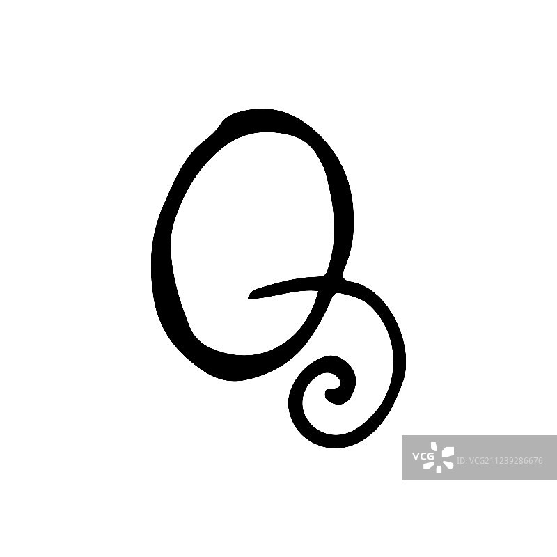 字母Q干刷粗笔手写体图片素材