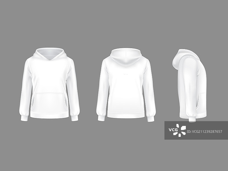 3D逼真白色连帽衫模型图片素材