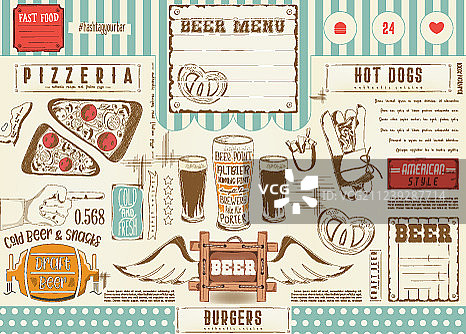 啤酒与快餐餐垫图片素材