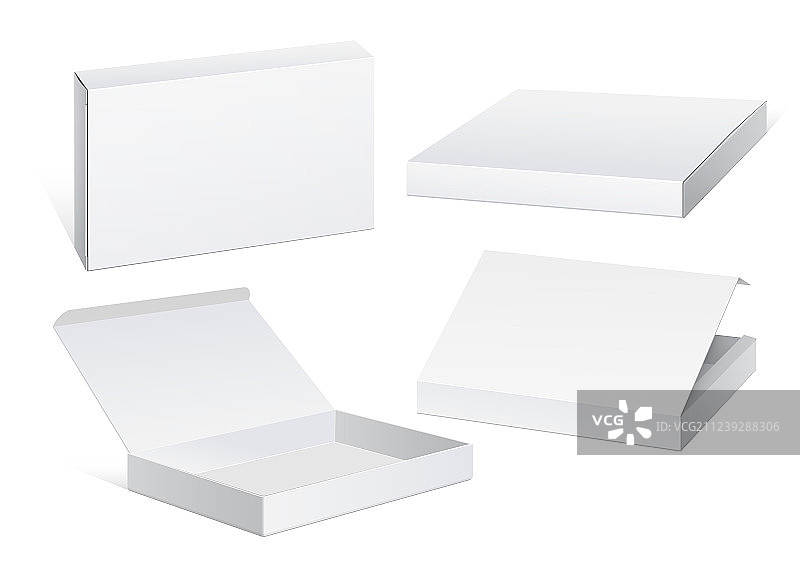 逼真的白色包装纸板盒套装图片素材