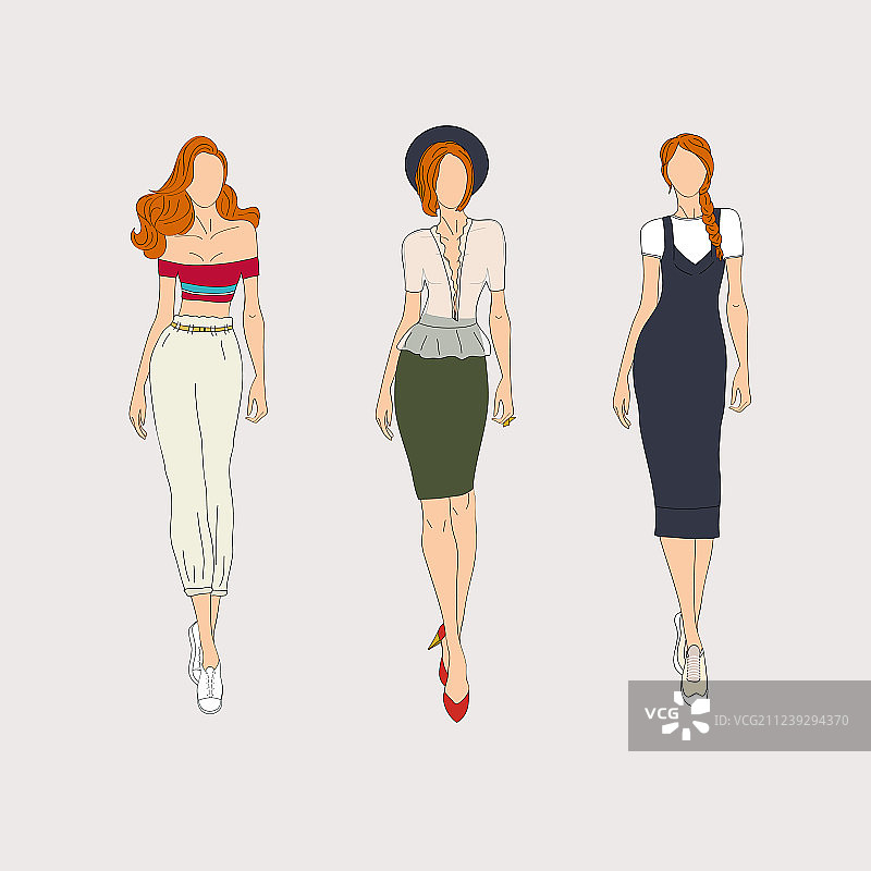 手绘时尚模特概念图片素材