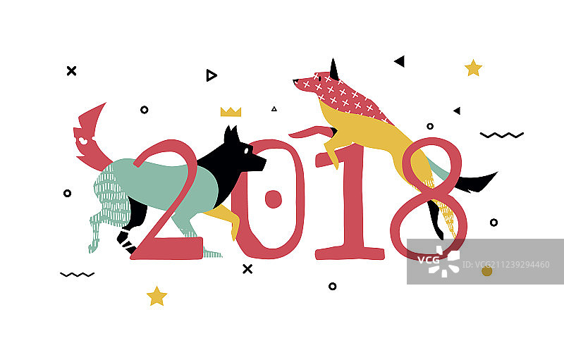 孟菲斯风格的狗banner图片素材