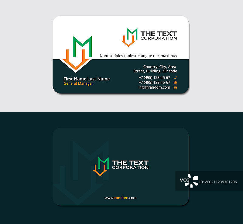 深绿色字母M屋顶名片图片素材