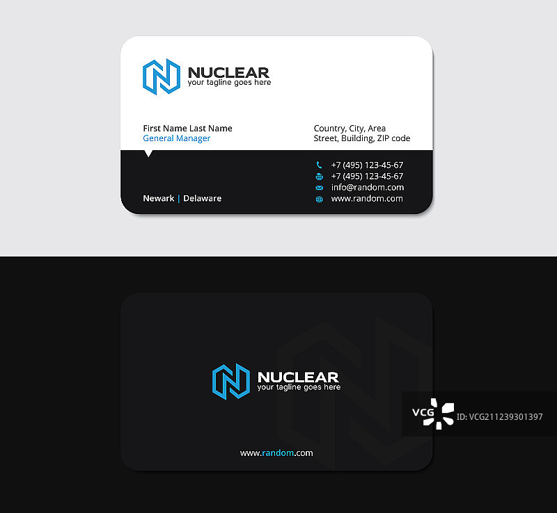 蓝色闪电字母N名片图片素材