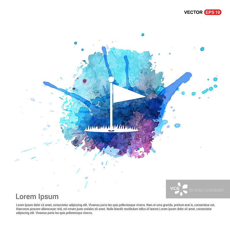 水彩背景下的高尔夫球旗帜图标图片素材