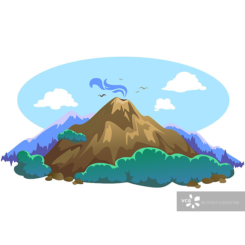 一组不同喷发程度的火山图片素材