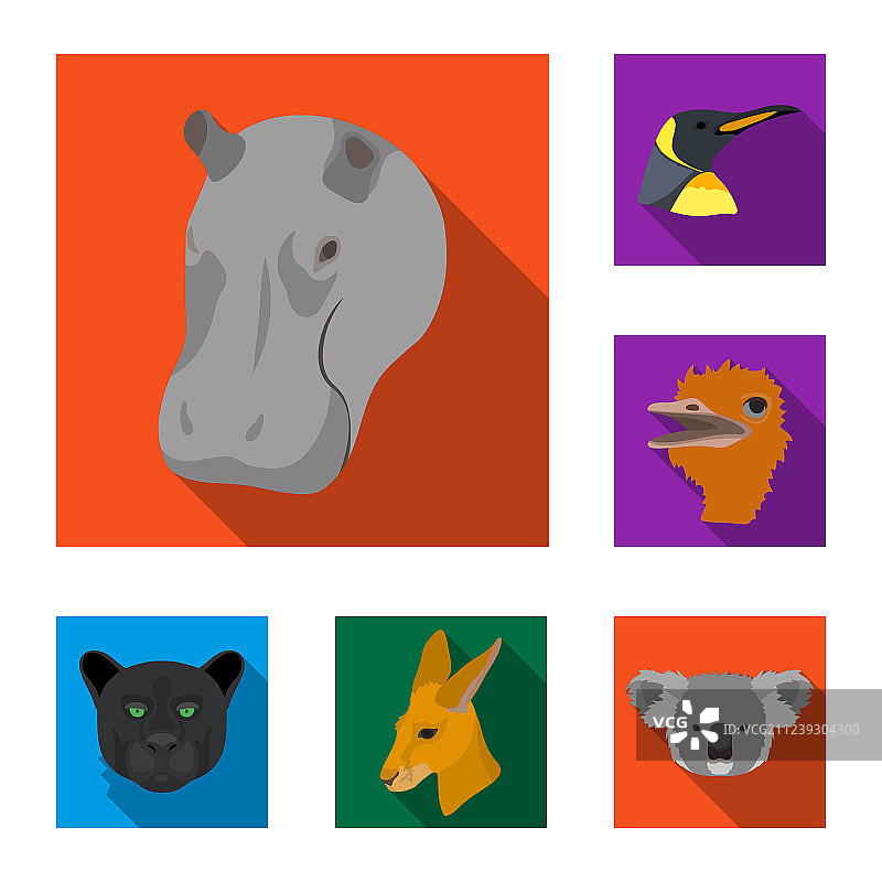 野生动物扁平图标合集图片素材
