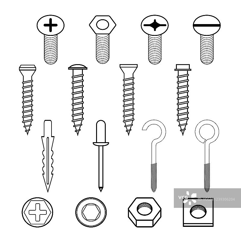 墙钩螺栓和墙塞图片素材