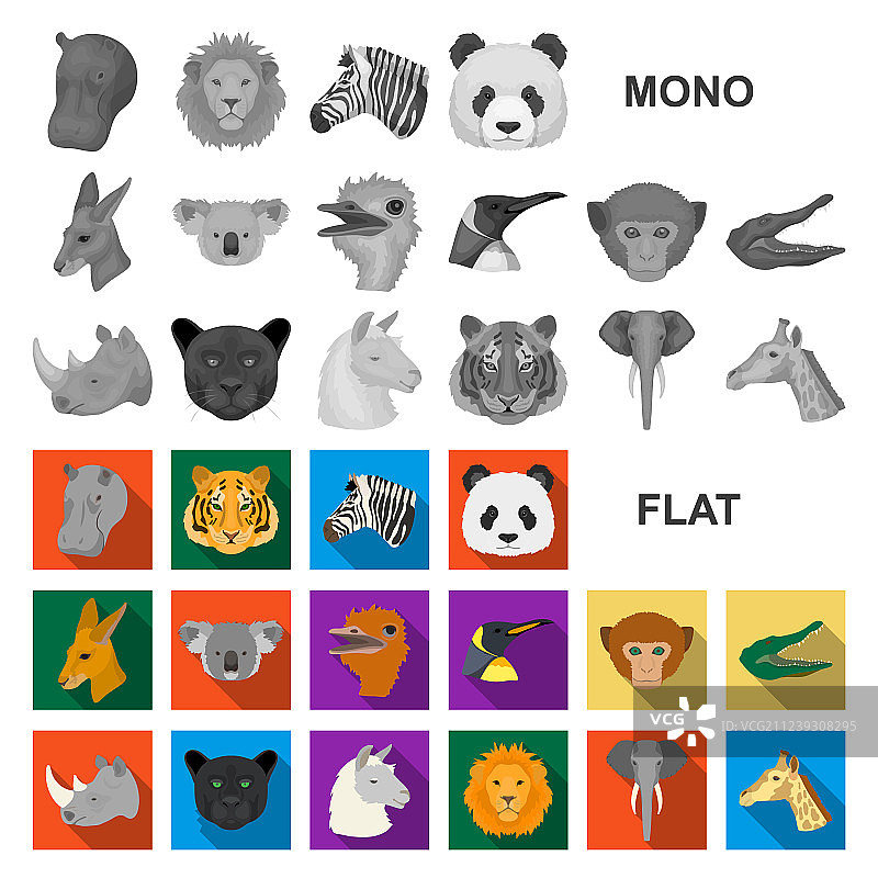 野生动物扁平图标合集图片素材
