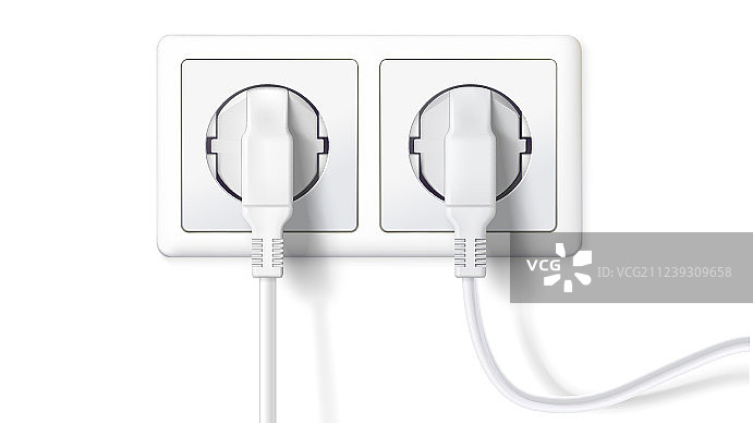 白色电源插头和插座图片素材