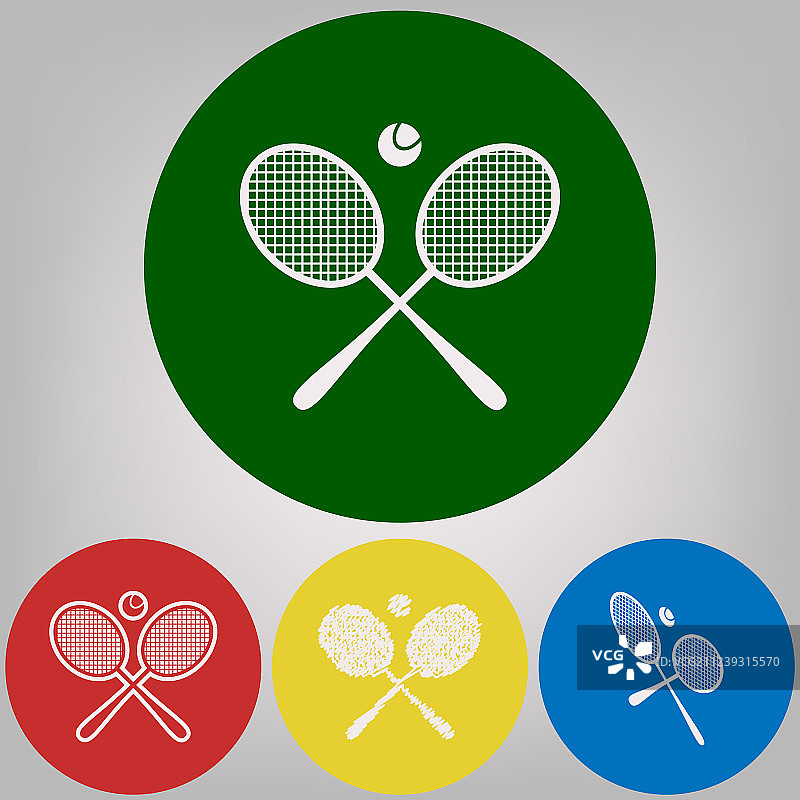 两个带球的网球拍标志图片素材