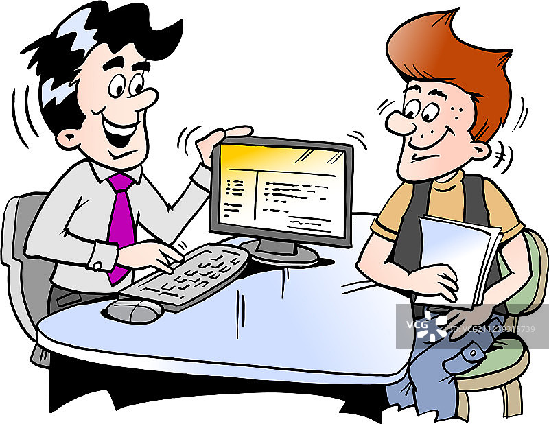 关注金融的年轻人卡通图片素材