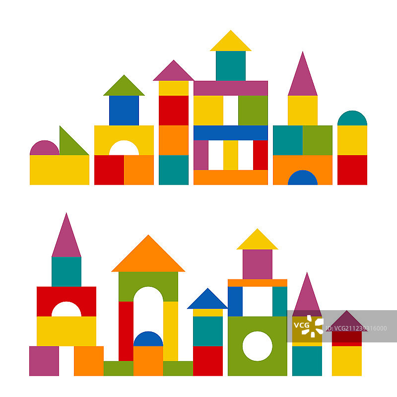 彩色积木玩具城堡图片素材