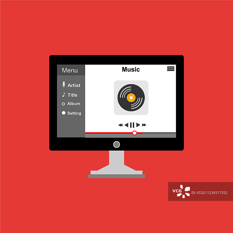 媒体播放器应用程序与扁平的应用程序模板图片素材
